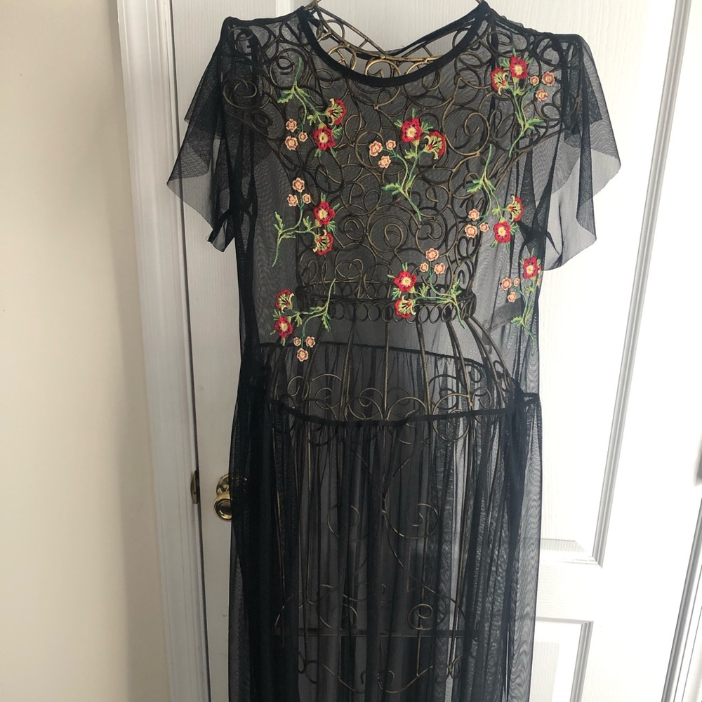 Zara sheer floral print top